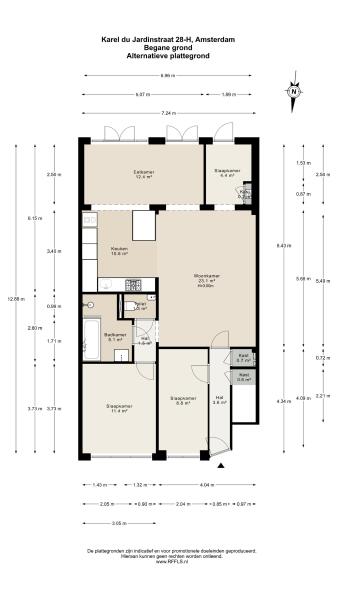 Floor Plan 3 - Karel du Jardinstraat 28 H
